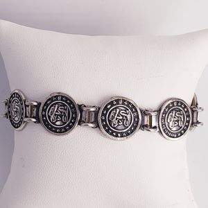 Sterling Silver Mexican Panel Bracelet 7.5"